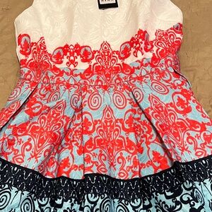 Stylish Patterned dress- Red, Blue, and Black